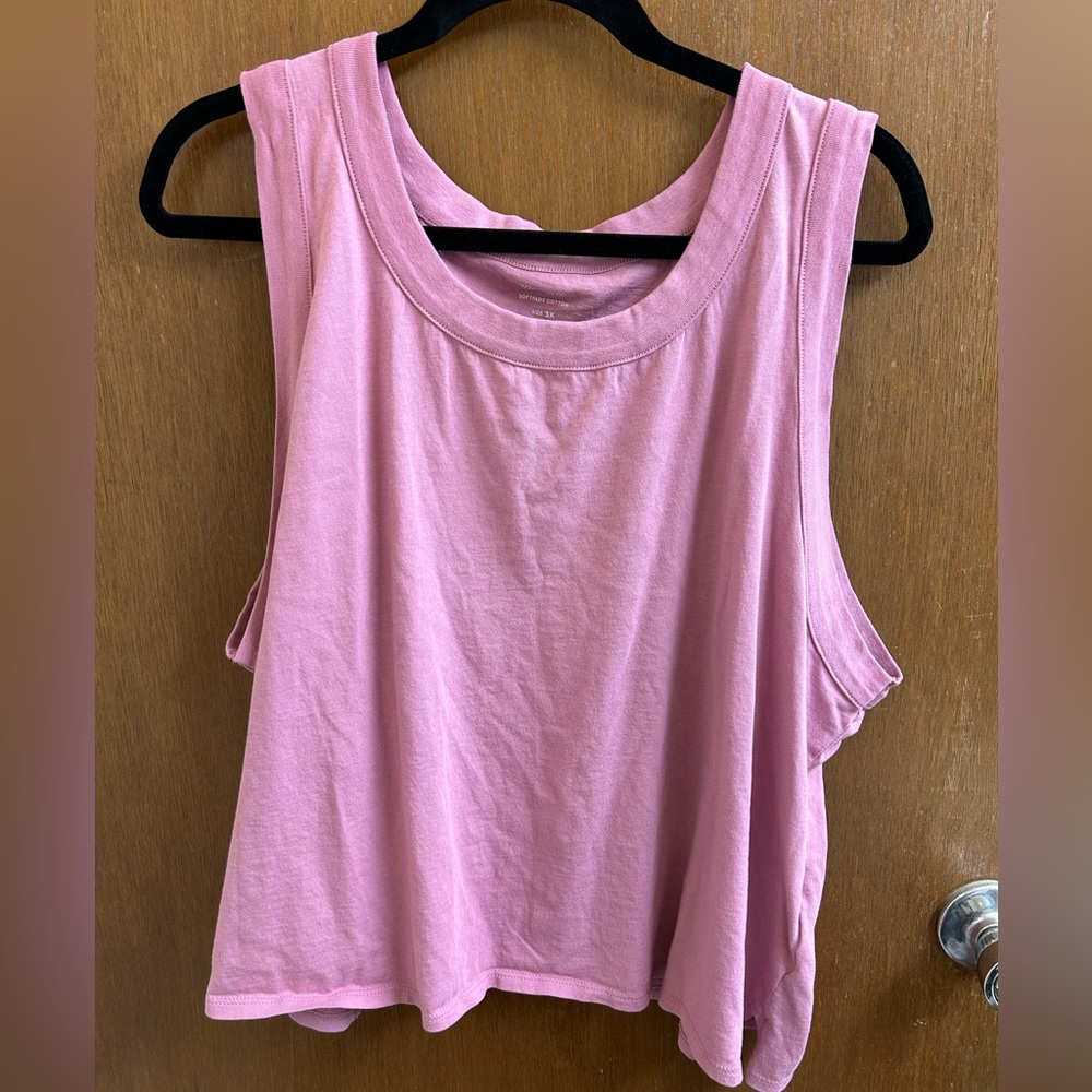 Madewell Purple Softfade Cotton Boxy Crop Tank 3x